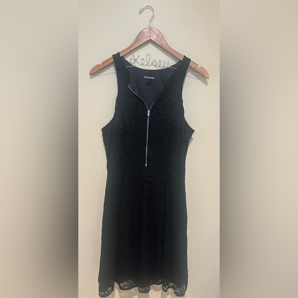 Express Black Lace Dress with Zipper Size 10